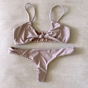 Acacia Swimwear - small top + bottom. mauve/purple
